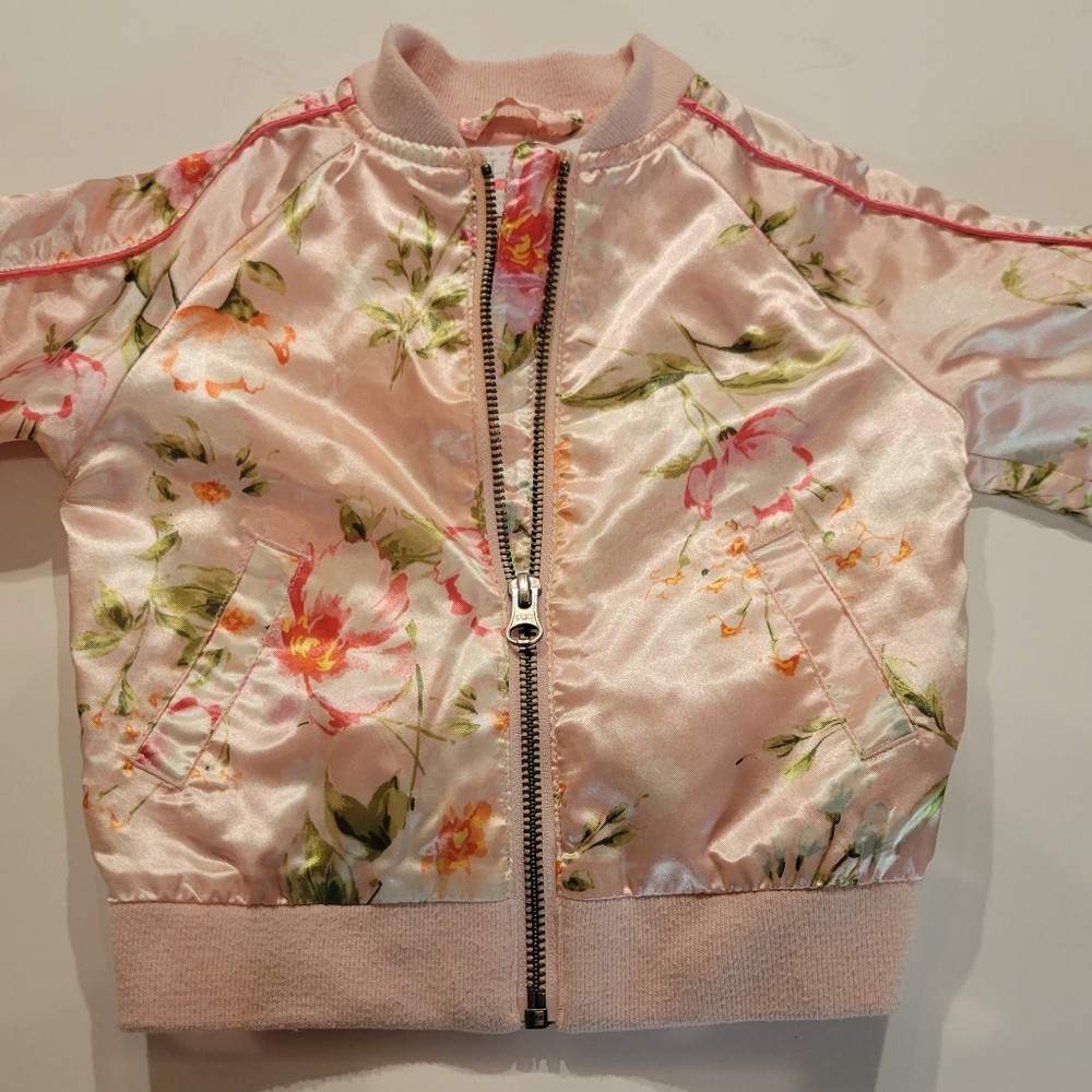 Cute girls floral bomber jacket